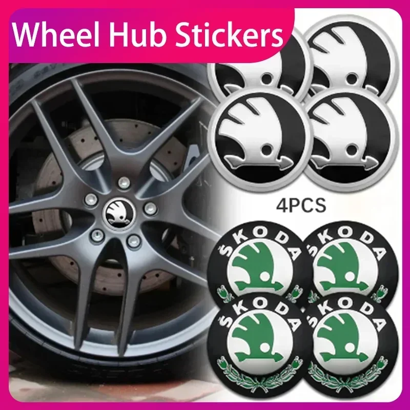 

56mm Car Wheel Center Hub Cap Rim Cover Emblem Wheel Trim decal Stickers For Skoda Octavia Fabia Kamiq Kapoq Kodiaq Rapid SCALA