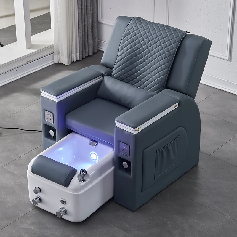 Remote Control Blue Manicure Chair Luxury Nail Art Spa Salon Equipment Furniture Ductless Massage Pedicure Chair