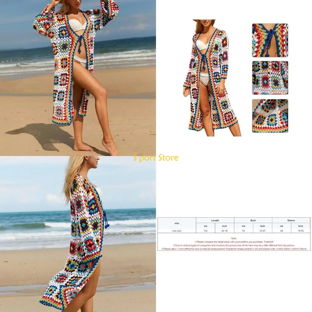 

U2JB Женское пляжное длинное кимоно-кардиган с открытой передней частью для плавания-кимоно