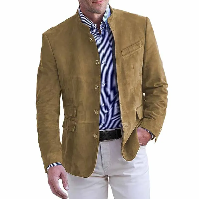 Btsukimi Neue Men's Business Casual Blazer Solid Stand Collar 3