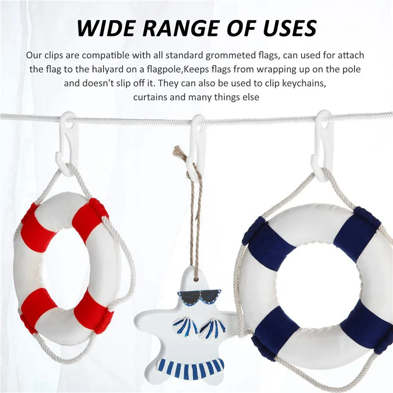 A77I 50 قدم × 1/4 بوصة سارية علم حبل هاليارد مع 12 قطعة مقاطع خطاف عمود العلم ، ملحقات سارية العلم الخارجية متوافقة