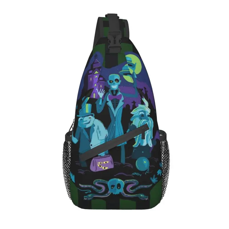 

Haunted Mansion Hitchhiking Ghost Sling Crossbody Backpack Men Custom Halloween Shoulder Chest Bag for Travel Hiking Daypack