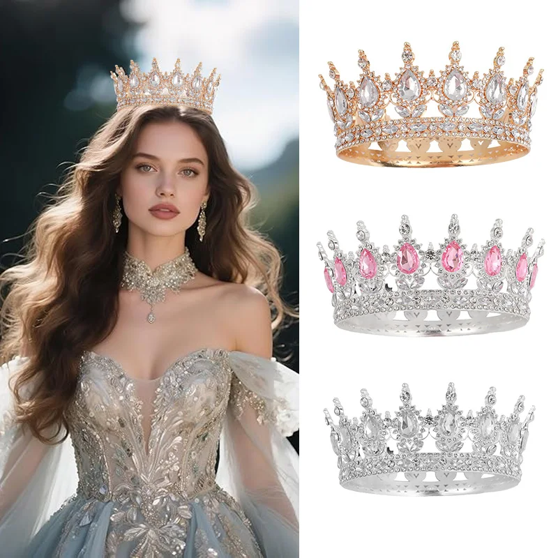 

Gold Silver Metal Retro Crown Elegant Princess Headwear Adult Ceremony Birthday Wedding Party Decoration Photography Accessories