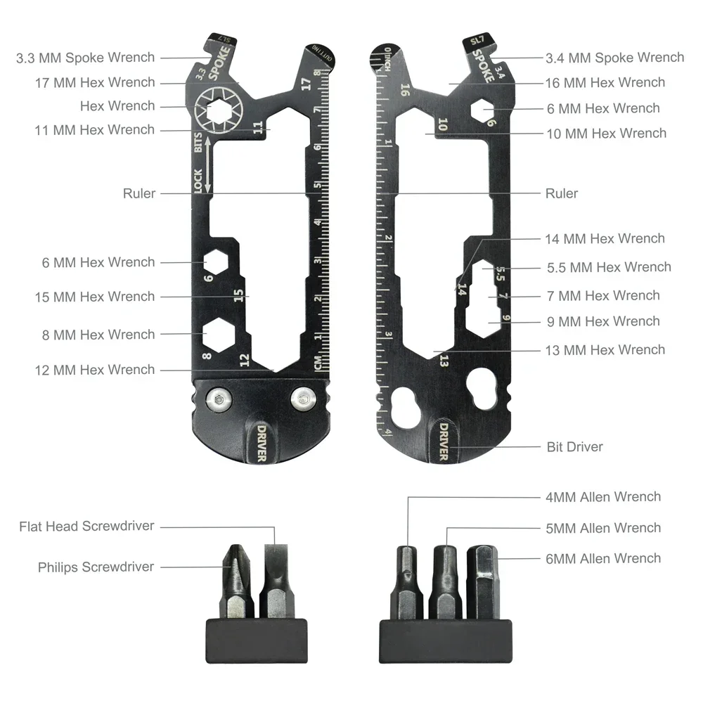 Kit di attrezzi per riparazione biciclette, strumento di emergenza multifunzionale, adatto per regali di biciclette, accessori per la guida