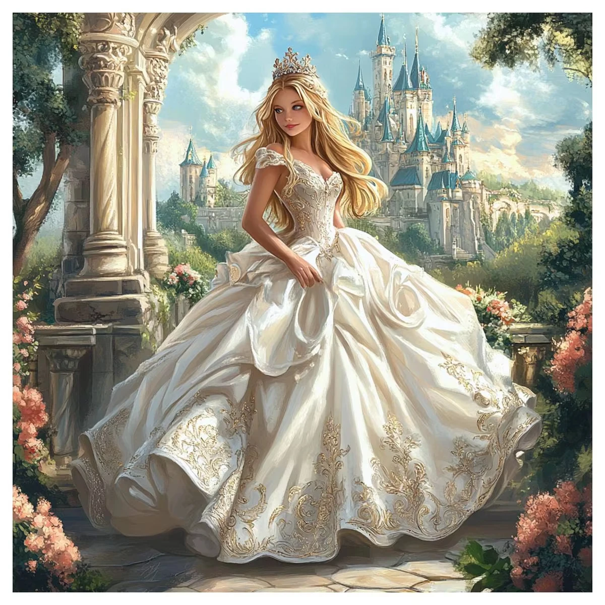 A Princess In A White Dress 500PCS/1024 PCS Jigsaw Puzzles Relaxing Family Activity Games for Living Room Home Decor Gift