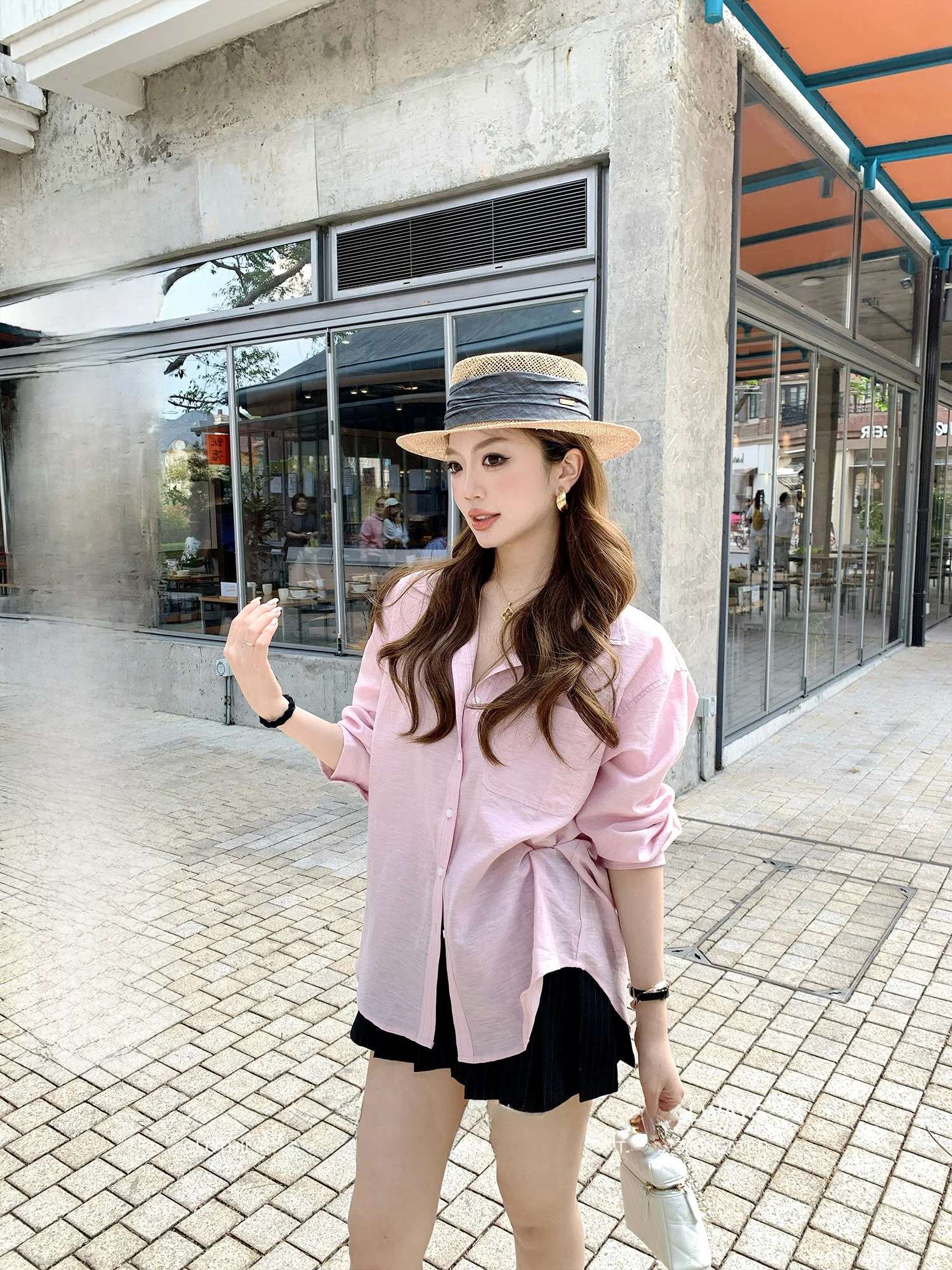 

Шелковая рубашка для защиты от солнца, женская, свободного кроя, в стиле «ленивый шик», весна-лето, новинка AeoAlways 'Afternoon Tea Melody', дышащая, длинная...