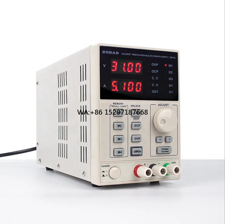 

KA3005P Регулируемый прецизионный цифровой программируемый лабораторный импульсный источник питания постоянного тока 30 В 5 А