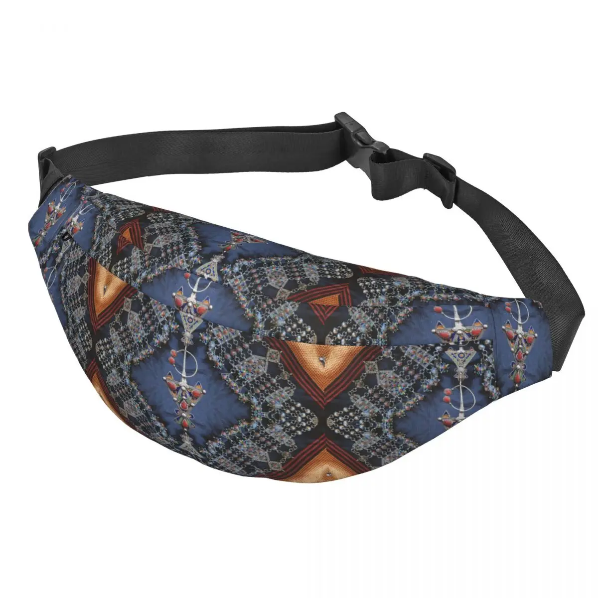 Kabyle Jewelery Fanny Pack Women Men Casual Amazigh Algeria Dress Sling Crossbody Waist Bag for Camping Biking Phone Money Pouch