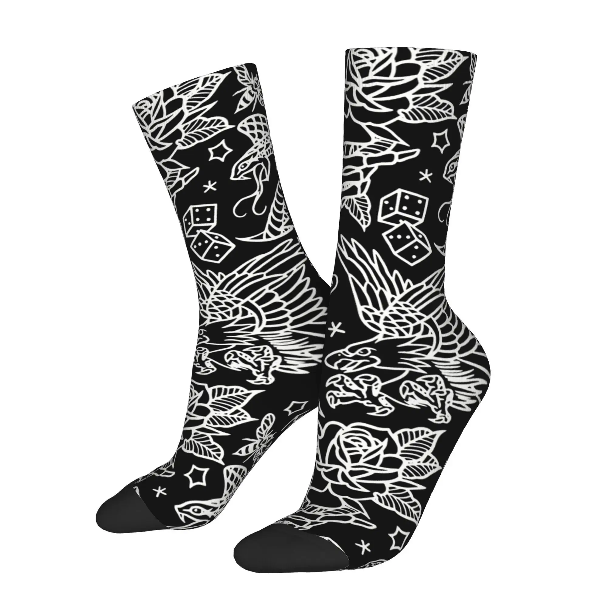 

American Traditional Tattoo Sock Printed Man Polyester Fashion