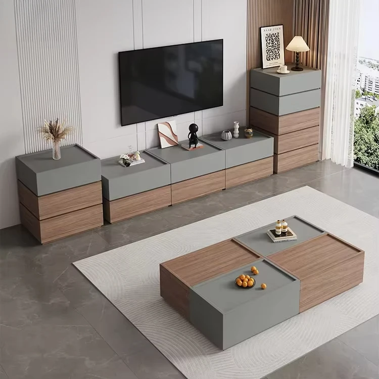 

Neuester Stil Holz TV-Stembali Schrank Moderne Wohnzimmer Nikolabel Set TV-Einheit Tisch Lagers chränke
