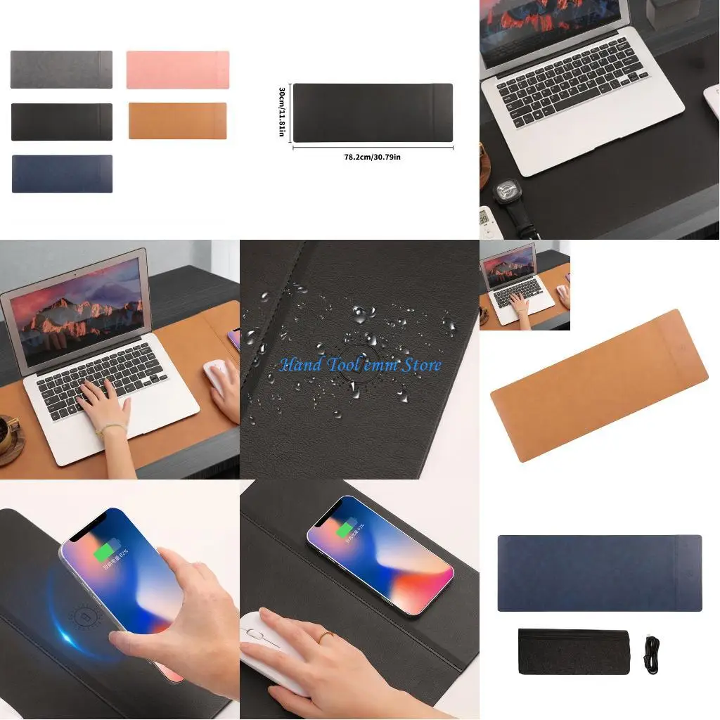 

H37F Wide Gaming Mouse Pad Builts In 15W Wireless Chargers PU Material And AntiSlip Design For Multiple Device Users