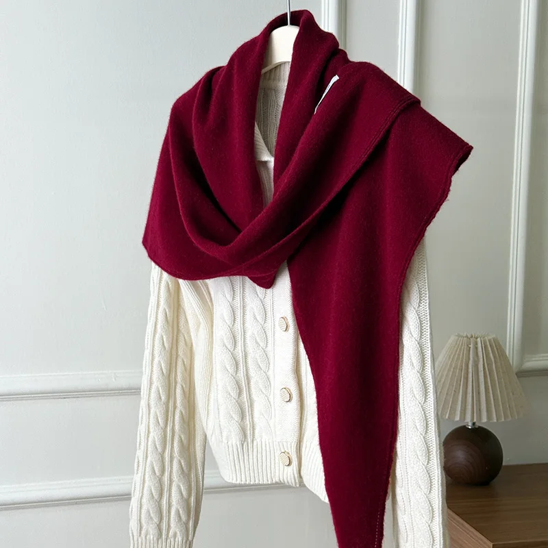 Spring Fall New 100% Merino Wool Cardigan For Women Soft Pure Wool Knitwear Shawl Scarf Female Korean Popular Sweater Grace Tops