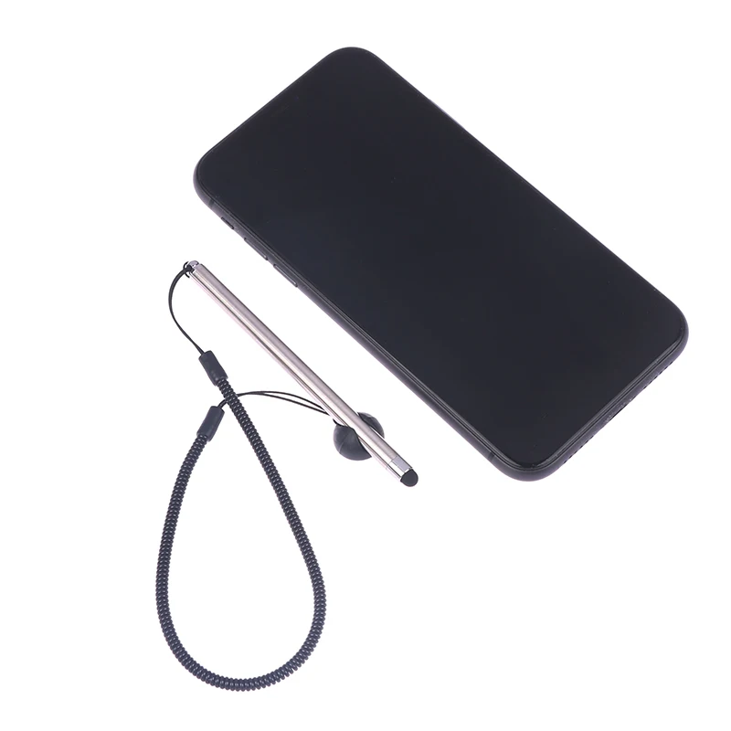 Caneta Stylus capacitiva com corda de mola, Anti-Loss Spring Rope, Assento de silicone, Touch Screen, Acessórios do telefone móvel