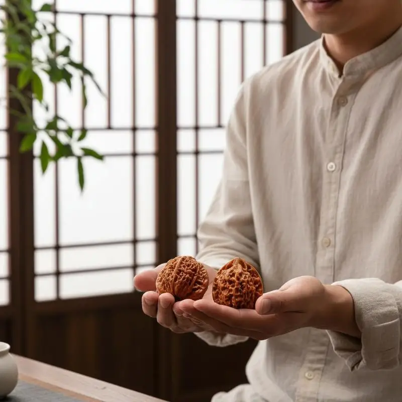New 1 Pair Natural Wenwan Walnut Grip Balls Creative Stress Relief Health Care Toys Fidget Gadget for Work Tension Relief