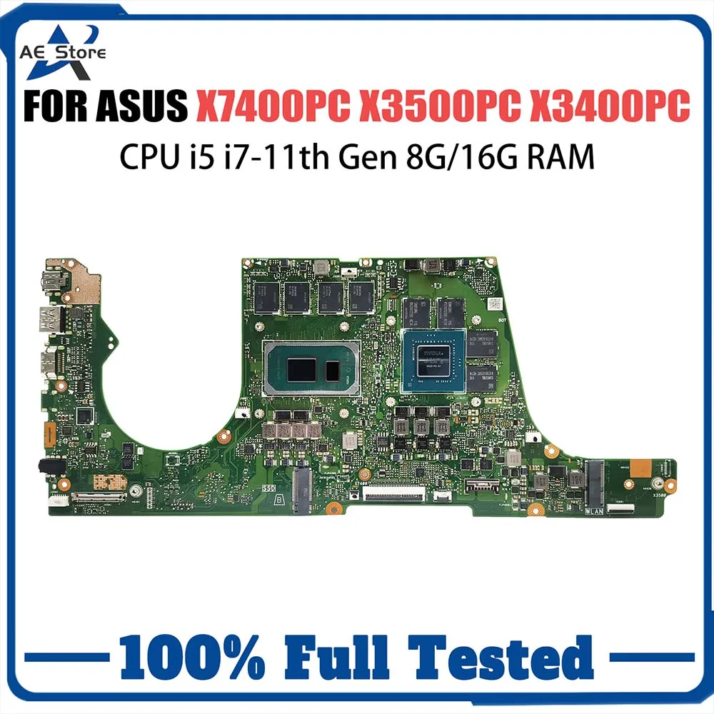 Computer Mainboard For ASUS X7400PA X7400PC N7400P X3500PC X3500PA X3400PC X3400PA Laptop Motherboard I5 I7 11th CPU 8G 16G RAM