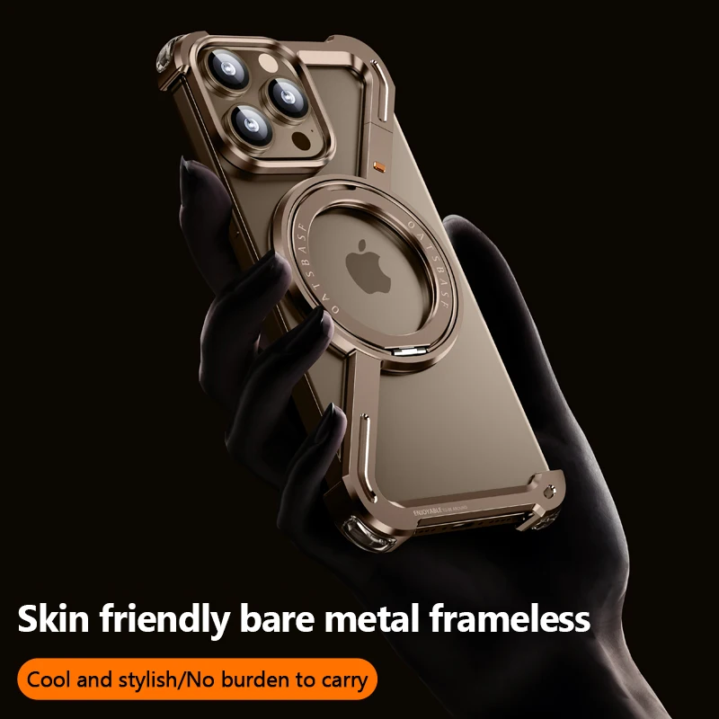 

Чехол для телефона Iphone 16 15 14 13 Pro Max 16 Plus Z-образный металлический каркас Magsafe Case 360 Магнитный держатель Алюминиевый безрамный S