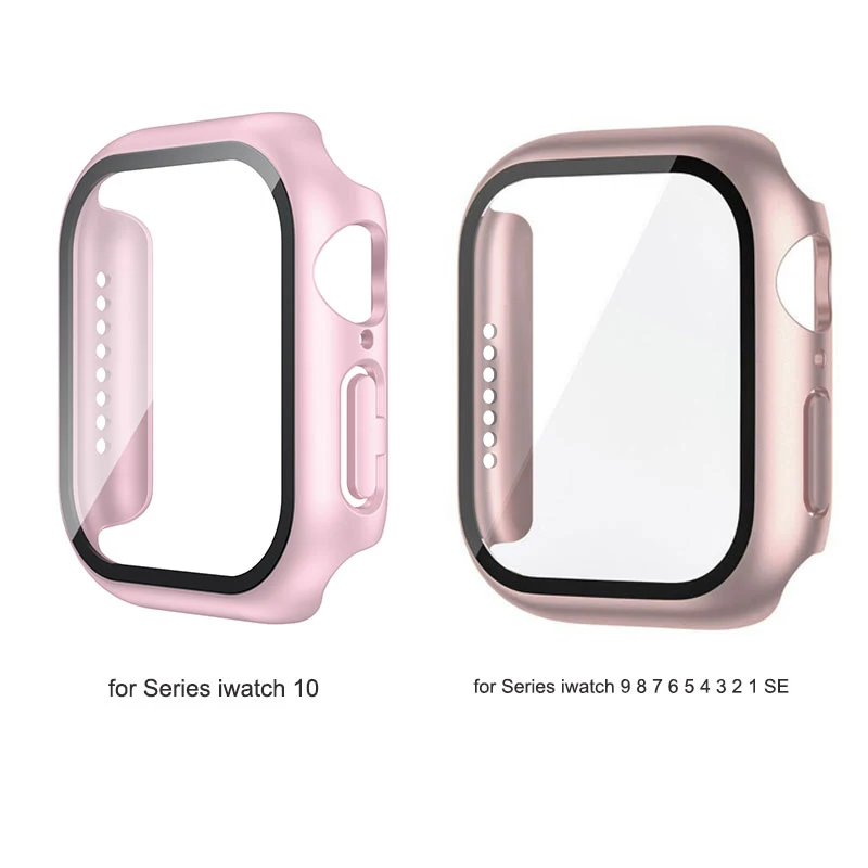 Tempered Glass+Case For Apple Watch 42mm 46mm 45mm 41mm 44mm 38mm 40mm Screen Protector Protective Cover iWatch 10 8 7 9 6 SE 5