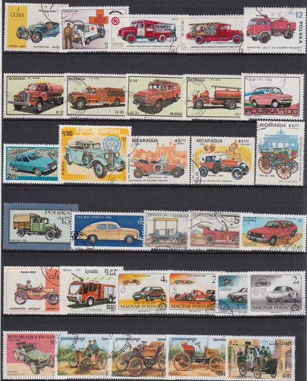 Classic Car Transportation 50 100Pcs/lot Topic Stamps Original Postage Stamp with Postmark Good Condition All Different