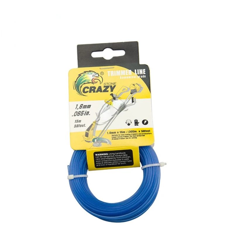 Línea de corte de hilo redondo de 15m de 1,3mm/1,6mm/2,0mm de diámetro, línea de césped de nailon que se adapta a la mayoría de los tipos de