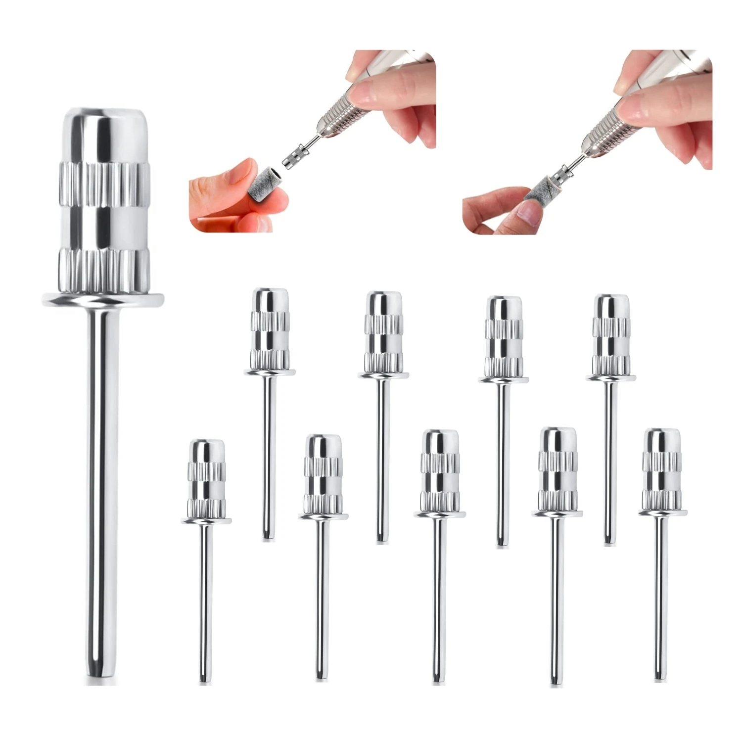 10 Pieces Nail Drill Heads Nail Drill Bits Sanding Band Shaft 3/32 Inch Nail Drill Bits Mandrels for Electric File Nail Sanders