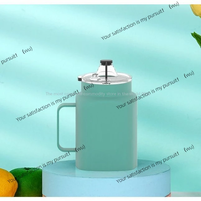 Nueva marca de taza termo cuadrada de 500ml con el mismo mango, taza de café informal, pantalla de seda, color de pulverización de transferencia de gas
