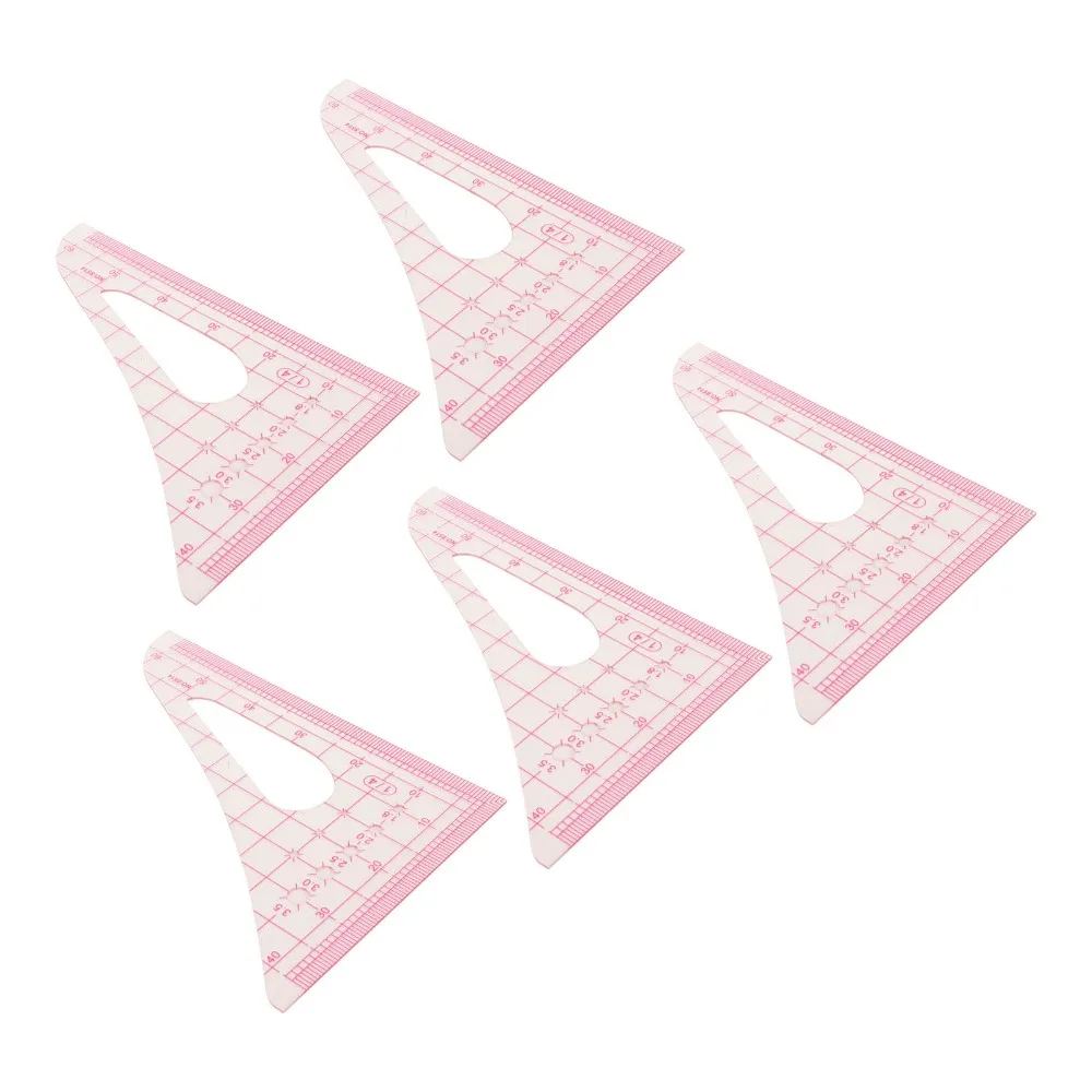5pcs Durable High Accuracy Triangular Curve Rulers Plastic Transparent Sewing Ruler Set Transparent Sewing Ruler For Beginners