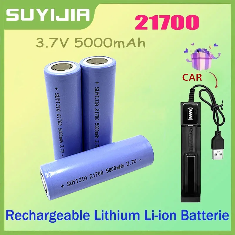 

New 21700 Original 3.7V 5000mAh rechargeable lithium-ion battery for camera flashlight microphone shaver toy with charger