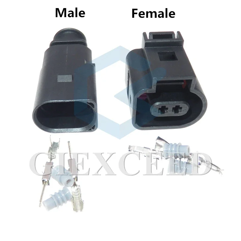 2 Sets 2 Pin AC Assembly 1.5mm 1J0973802/1J0973702 Auto Temp Sensor Plug Deflation Valve Plug Waterproof Wire Cable Connector