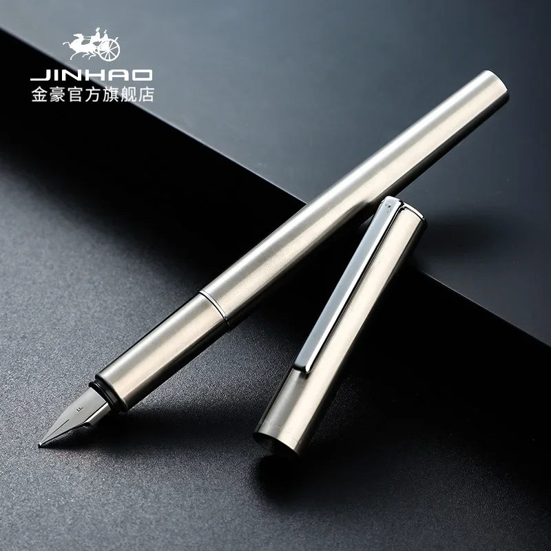 Jinhao-オールスチール万年筆、リーフ、fペン先、書道ライティングペン、文房具ビジネスオフィス学用品、高級品質、35