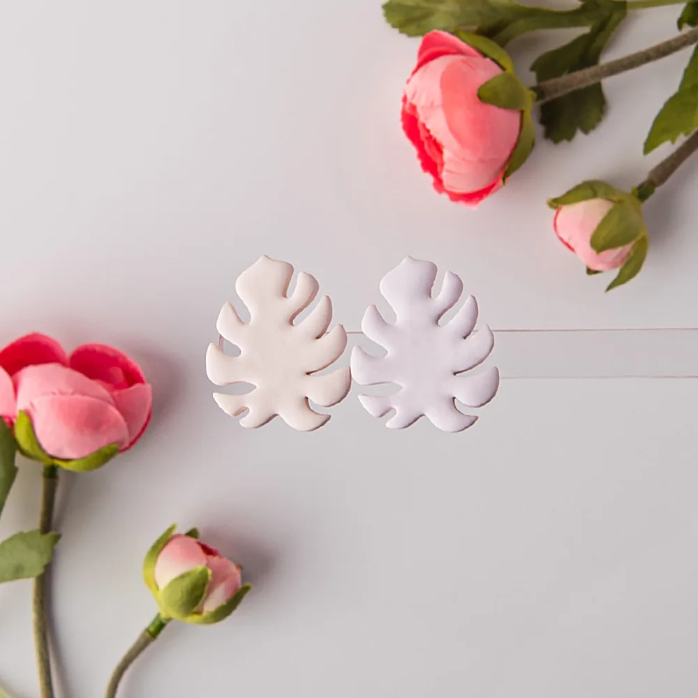 Monstera Leaf Shaped Soft Ceramic Earrings Clay Molds Plant Leaves Soft Pottery Clay Cutters For DIY Jewelry Decoration Tools