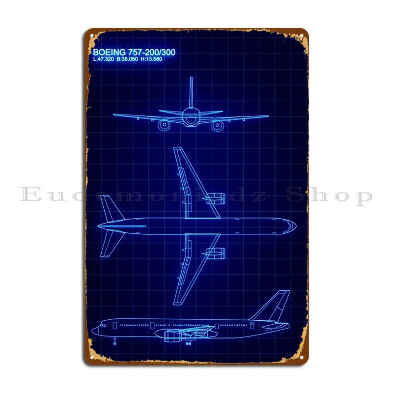 Boeing 757 200 300 Metal Sign Club Bar Club Designing Iron Club Tin Sign Poster