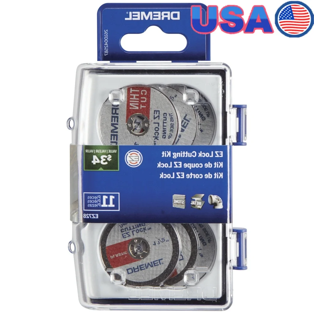 

11-компонентный вращающийся инструмент EZ Lock, режущие диски, микронабор с футляром для хранения, металлические пластиковые приспособления, быстросменный аксессуар