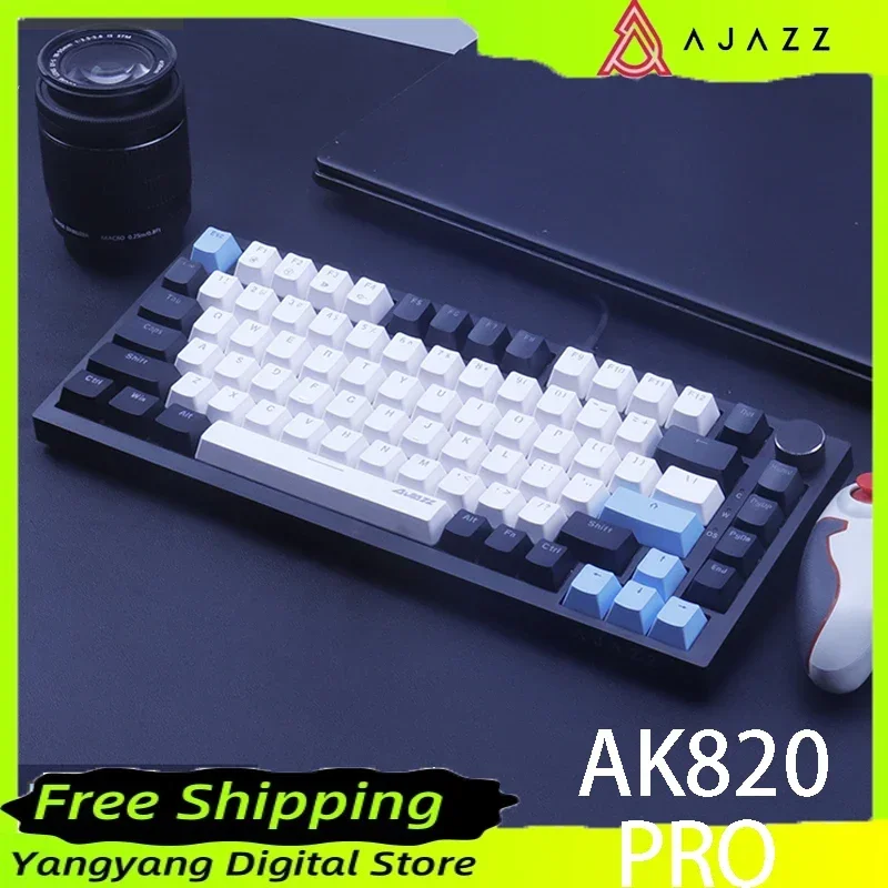 Ajazz Ak820pro Mechanical Keyboard Screen Gasket Structure Bluetooth Three-mode E-sports Gaming Keyboard PC Gamer Accessories