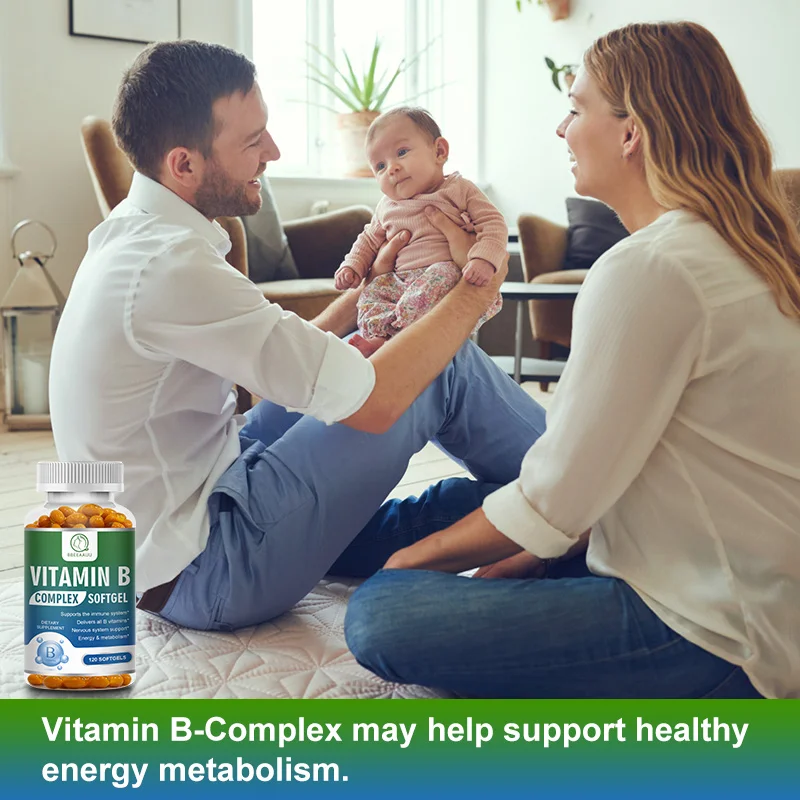 BBEEAAUU Organic Vitamin B Complex Capsules(B1,B2,B3,B6,B12) Immune System Brain and Heart Health Nervous System Metabolism