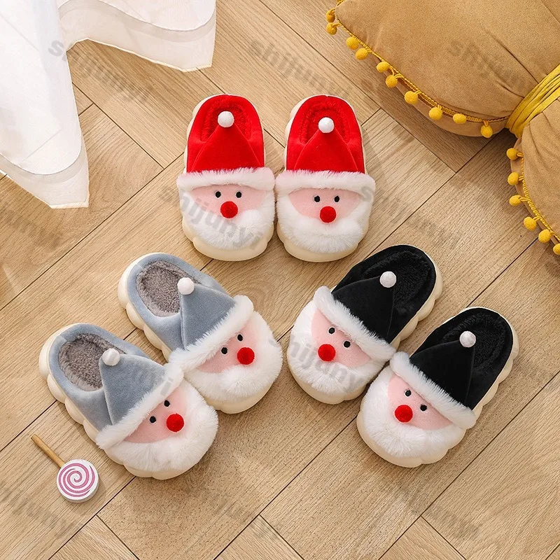 Pantofole natalizie per bambini Ragazzi/ragazze Babbo Natale Peluche Calde e confortevoli Pantofole per bambini casual da cartone animato per interni di 1-3 anni