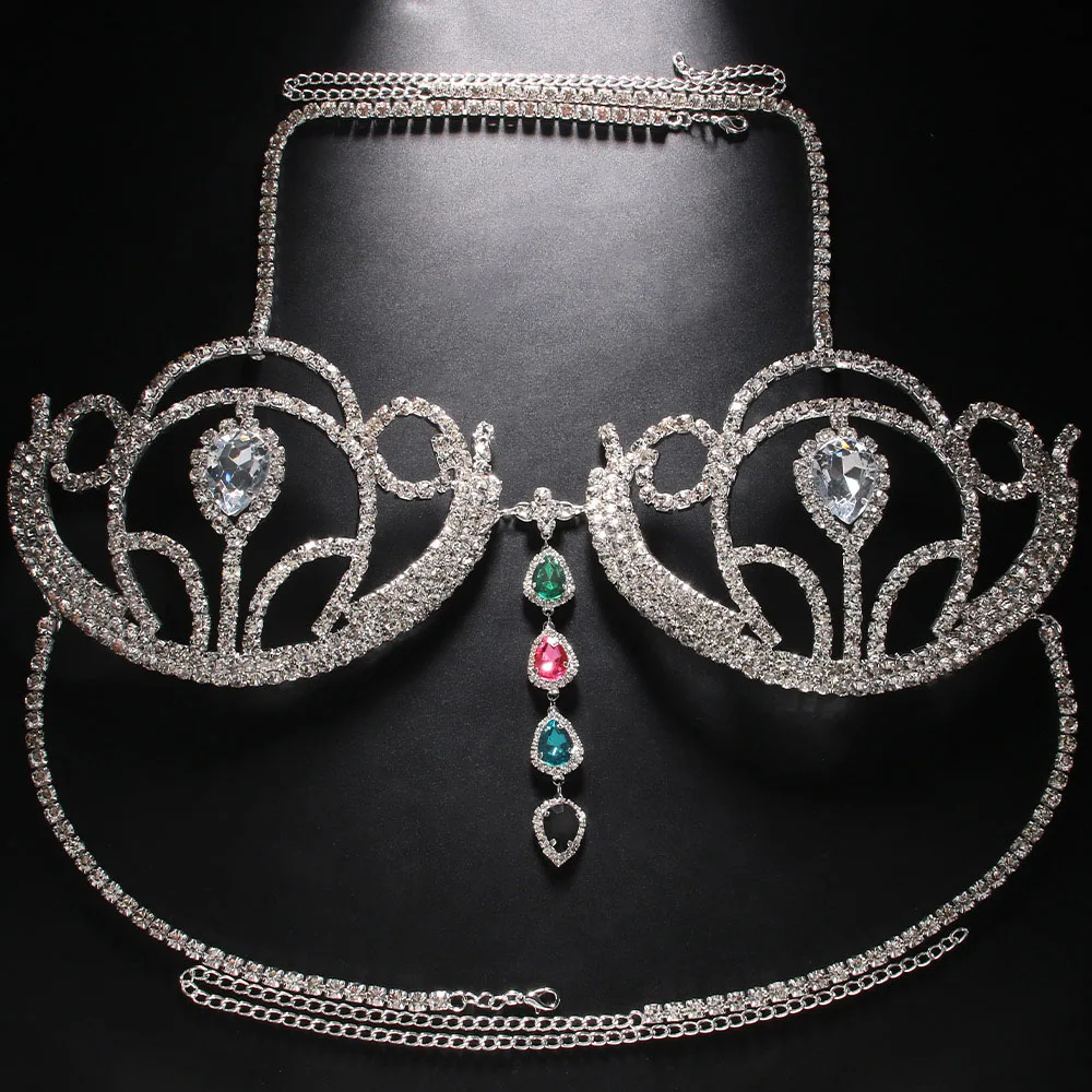 Stonefans Exaggerated Fringe Chest Bracket Jewellry for Women Tassel Bra Chain Good Quality Body Sexy Bikini Lingerie Crystal