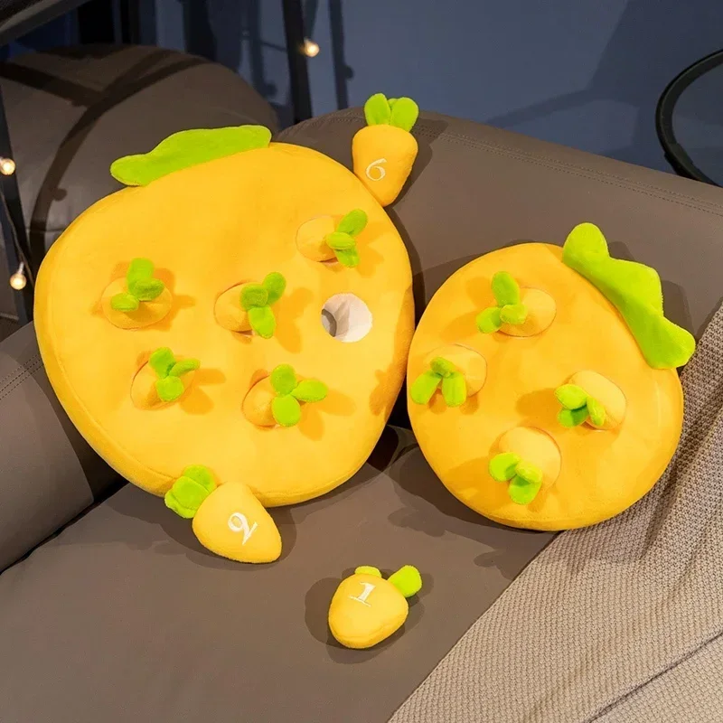 Juguete de peluche de zanahoria de dibujos animados para niños, almohada de muñeca de educación temprana, planta vegetal de rábano, juguete para masticar para mascotas
