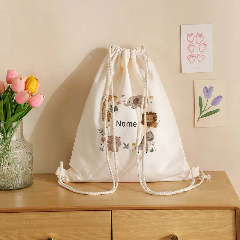 1pc Personalised Pattern Drawstring Backpack, Adjustable Gym Sack for Sports Travel, Lightweight Storage Bag with Cord for Women