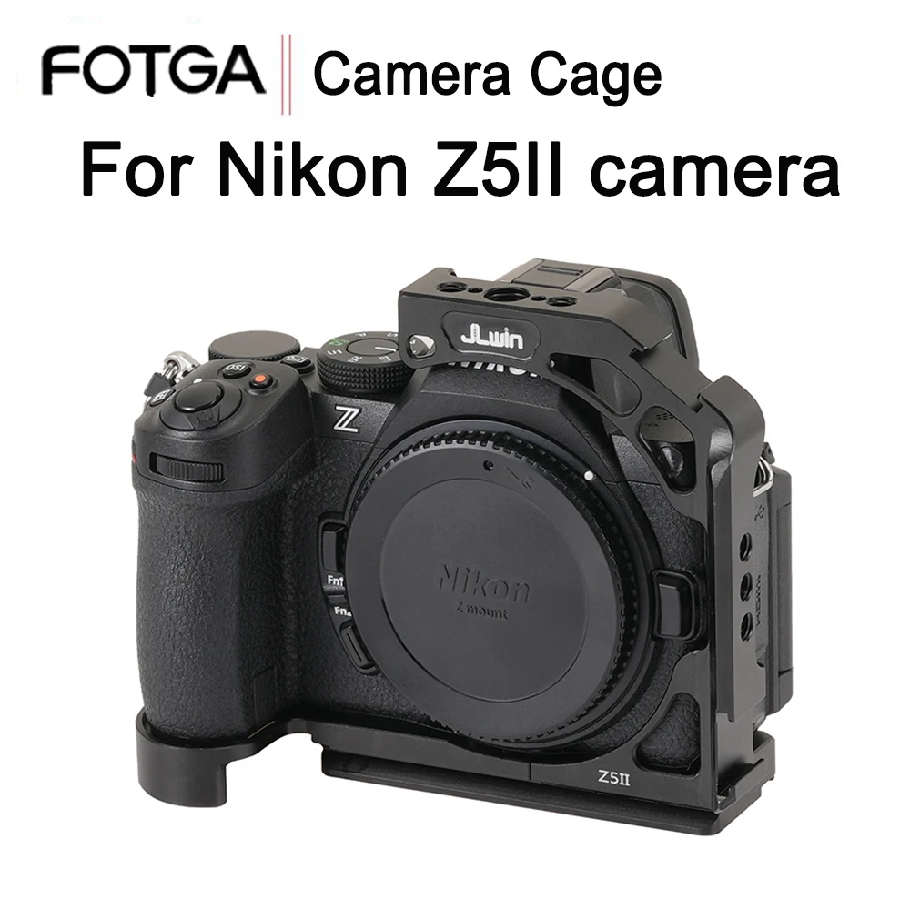 

FOTGA Camera Cage For Nikon Z5 II Camera Frame Aluminum Alloy Camera Video Cage with Dual Cold Shoe Mount Numerous Replacement