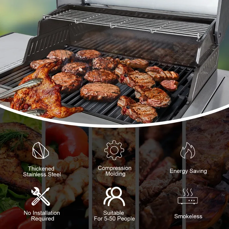 【Popular】Garden Commercial Multipurpose Grill Outdoor Smokeless Stainless Barbecue  BBQ Grill