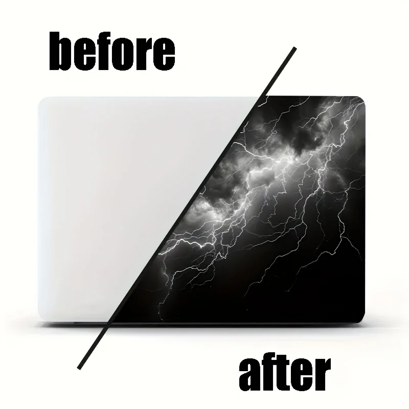 

2-Piece Storm Lightning Laptop Stickers - Bright Thundercloud Design, Waterproof and Scratch Resistant Vinyl Protective Film,