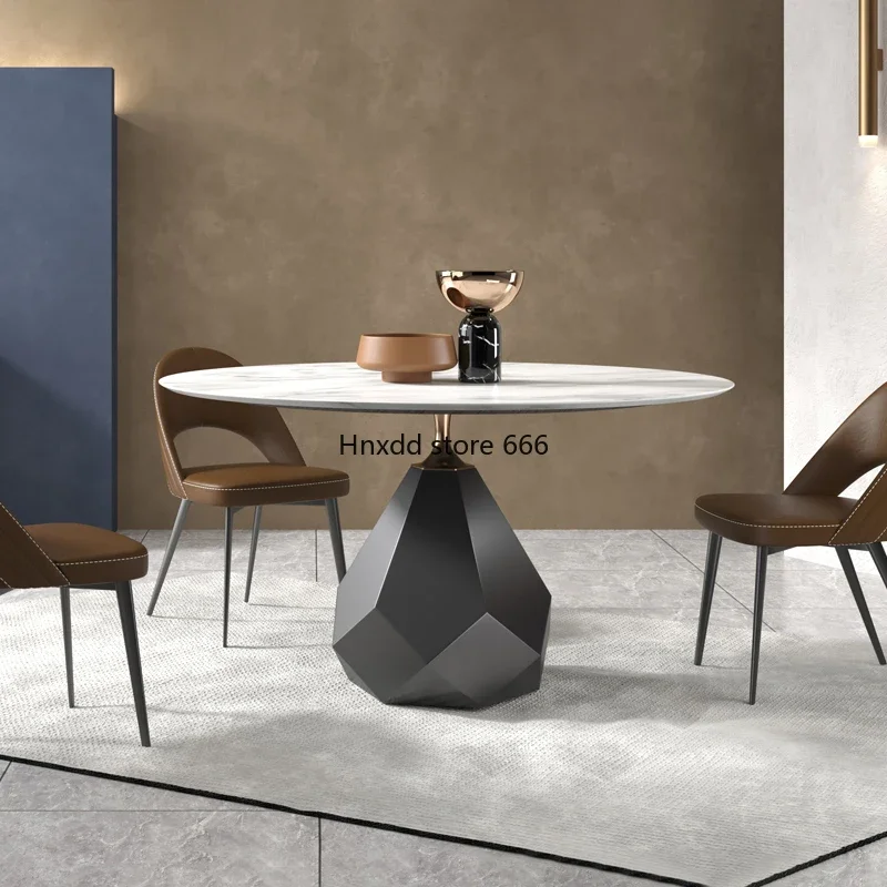 Italian marble round dining table simple modern small apartment household super crystal stone table