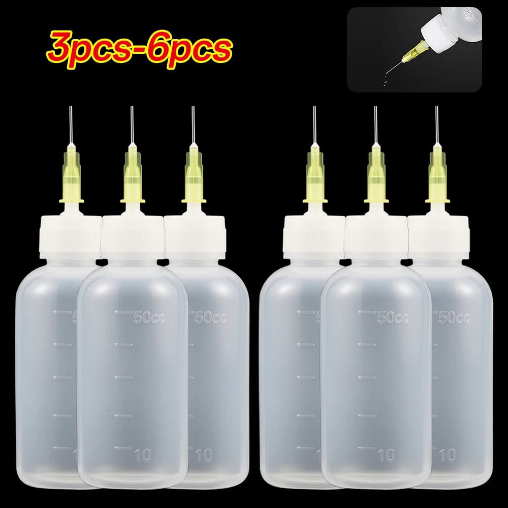 50 ml transparente Kleberflasche, Kunststoff-Flüssigkeitsflasche mit Nadel, zusammendrückbarer Spitzenapplikator, geeignet für Kleber-DIY