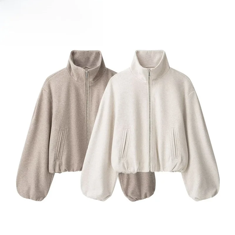Fashionable Soft Pilot Jacket Women's Short Outerwear Polyester Fiber Long Sleeve Zipper Closure Autumn Seasonal New Arrival