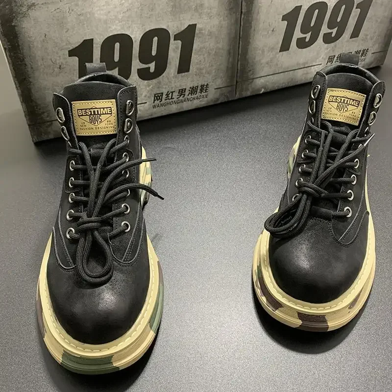 Platform Man Shoes Lace Up Rubber Classic Y2k Size 44 Trendy 2025 Boots for Men Hot Selling Retro 45 Vintage Offer Low Price New image 5