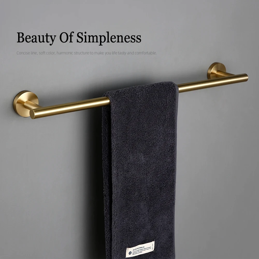 Brushed Gold Bathroom Accessories Set Hardware Kit Wall Mount Hand Towel Bar Rack Toilet Roll Paper Holder Robe Hook Hanger
