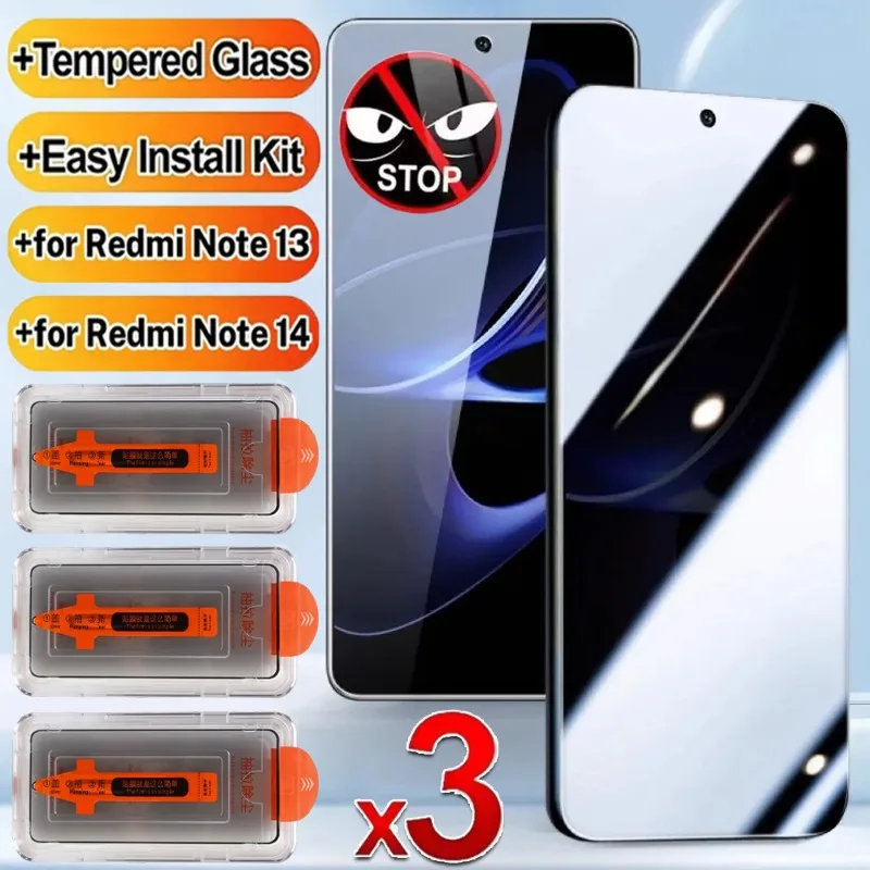 

For Redmi Note 14 13 13/13R Pro Privacy Screen Protector Dust Free Film with Easy Installation Anti-spy Tempered Glass Films