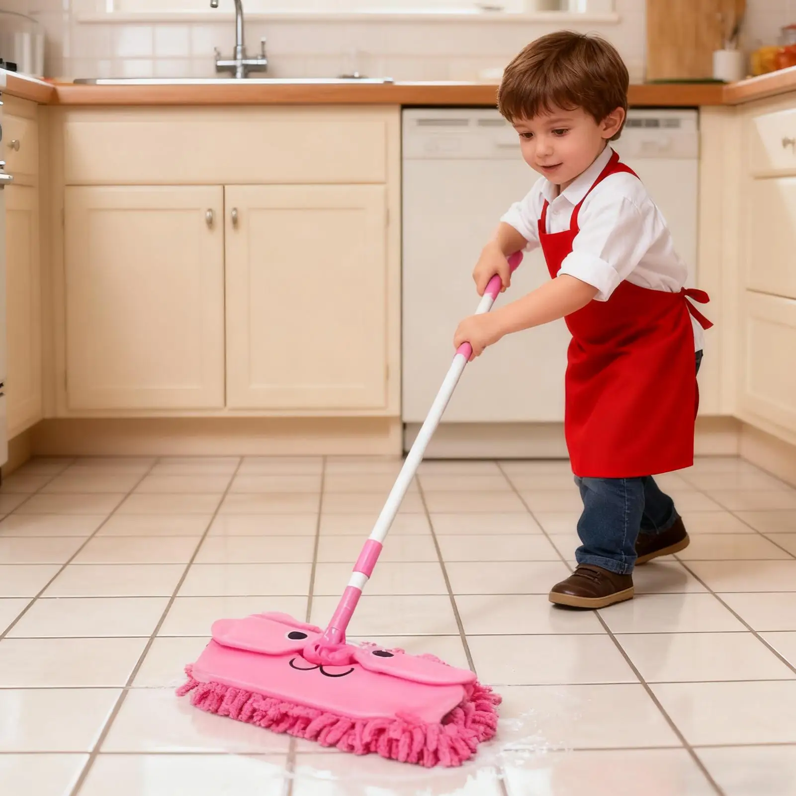 Kinder Mopp Abnehmbare Teleskop Drehbare Lustige Kinder Spielen Staub Mopp Reinigung Spielzeug für Jungen Mädchen Frühen Kindheit Housekeeping Rolle