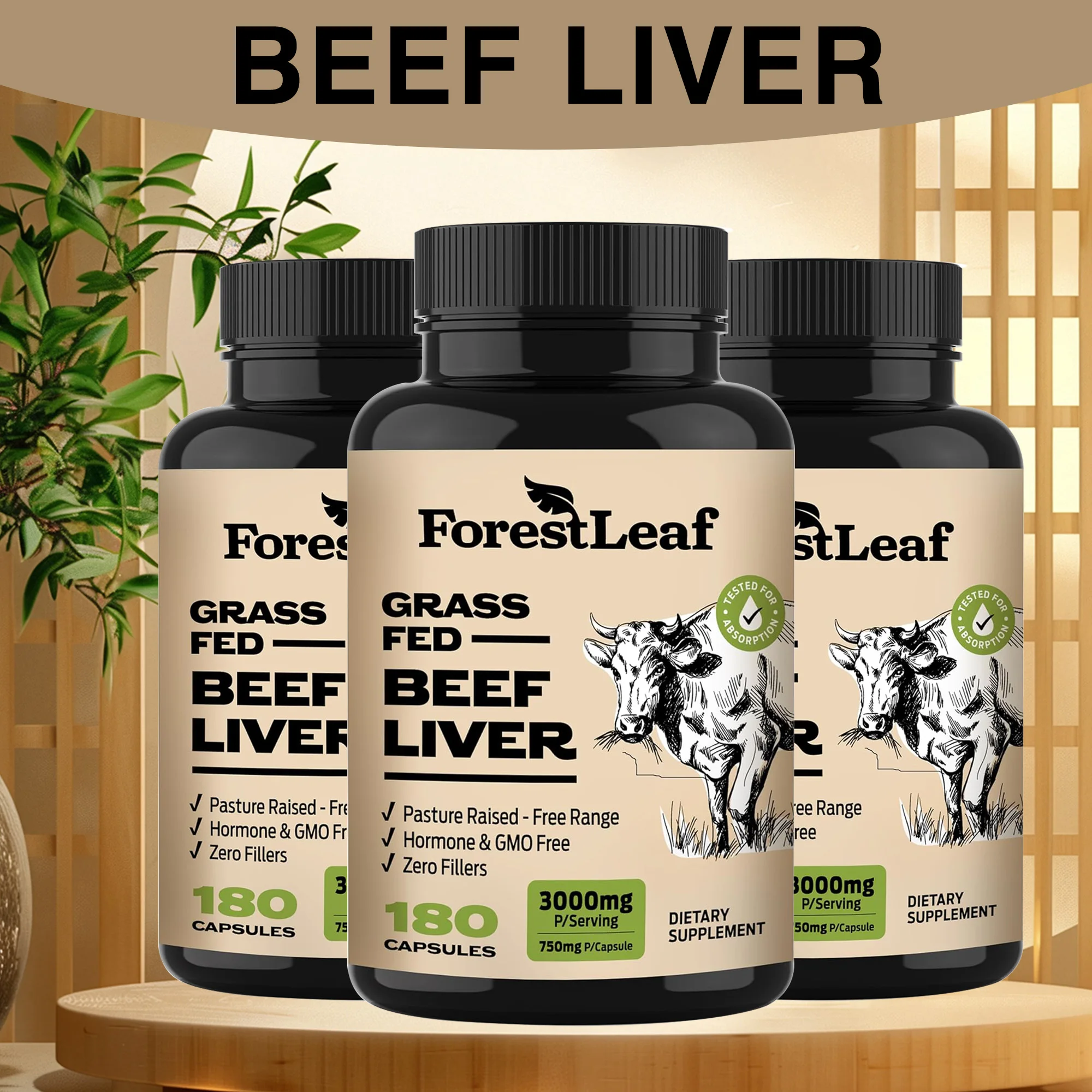 

Grass Fed Beef Liver Capsules - Supports Energy Production, Muscle Growth, Boosts Immunity, and Improves Overall Digestion
