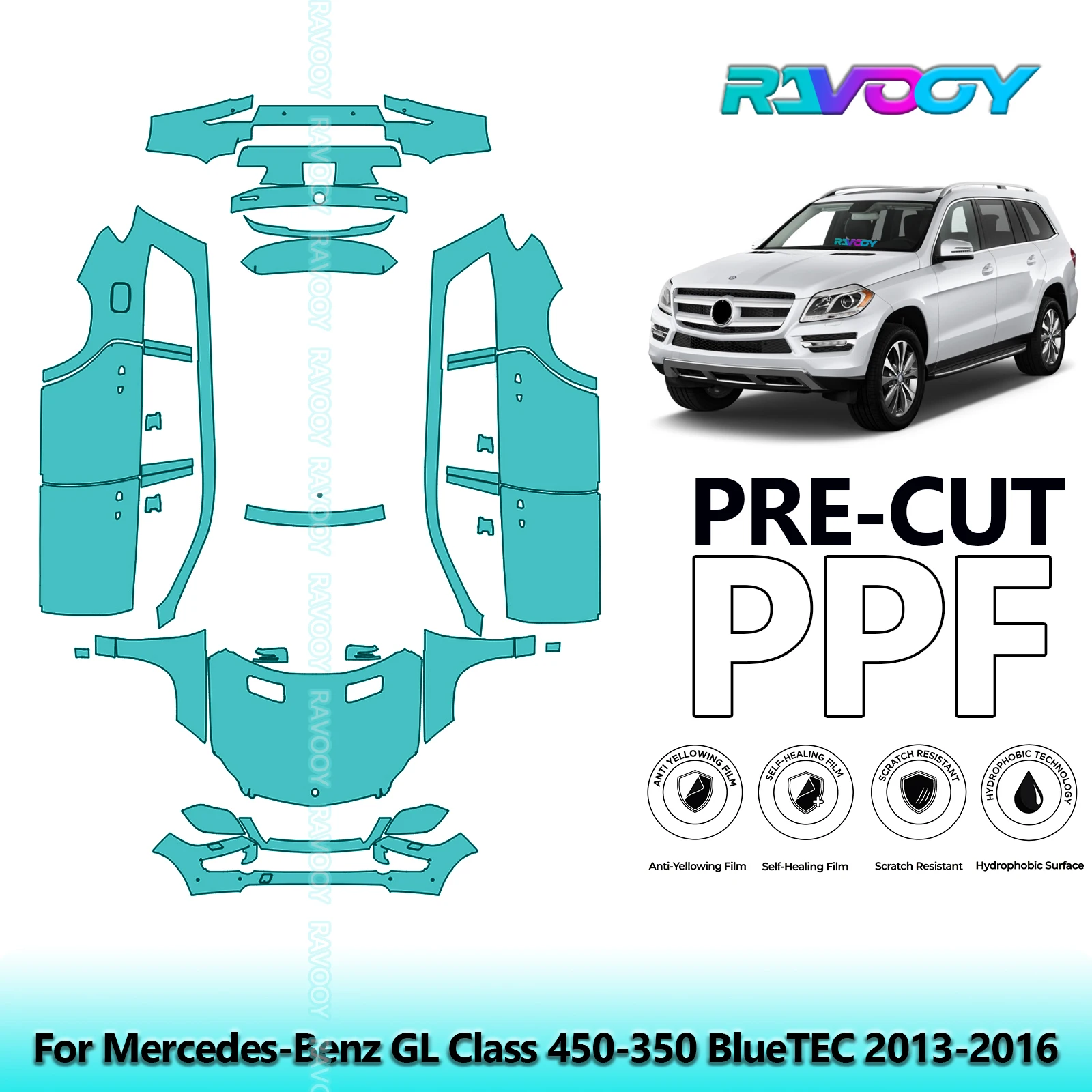 

Full Vehicle Clear Bra Precut PPF Paint Protection Film For Mercedes-Benz GL Class 450-350 BlueTEC 2013-2016